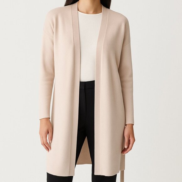 Ever New Melbourne Georgie Belted Knit Cardigan Sweater Bone Beige Small - Picture 1 of 13